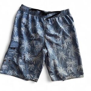 NWOT NONWE Men’s Blue Palm Tree Swim Trunks Size 36